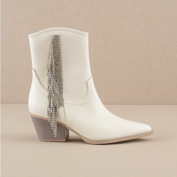 Rhinestone Fringe Ankle Cowboy Boots - Picture 2 of 4